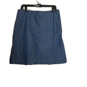 Collection ETC Asymmetrical Faux Wrap  Chambray Elasticized Skort NWT Size Large
